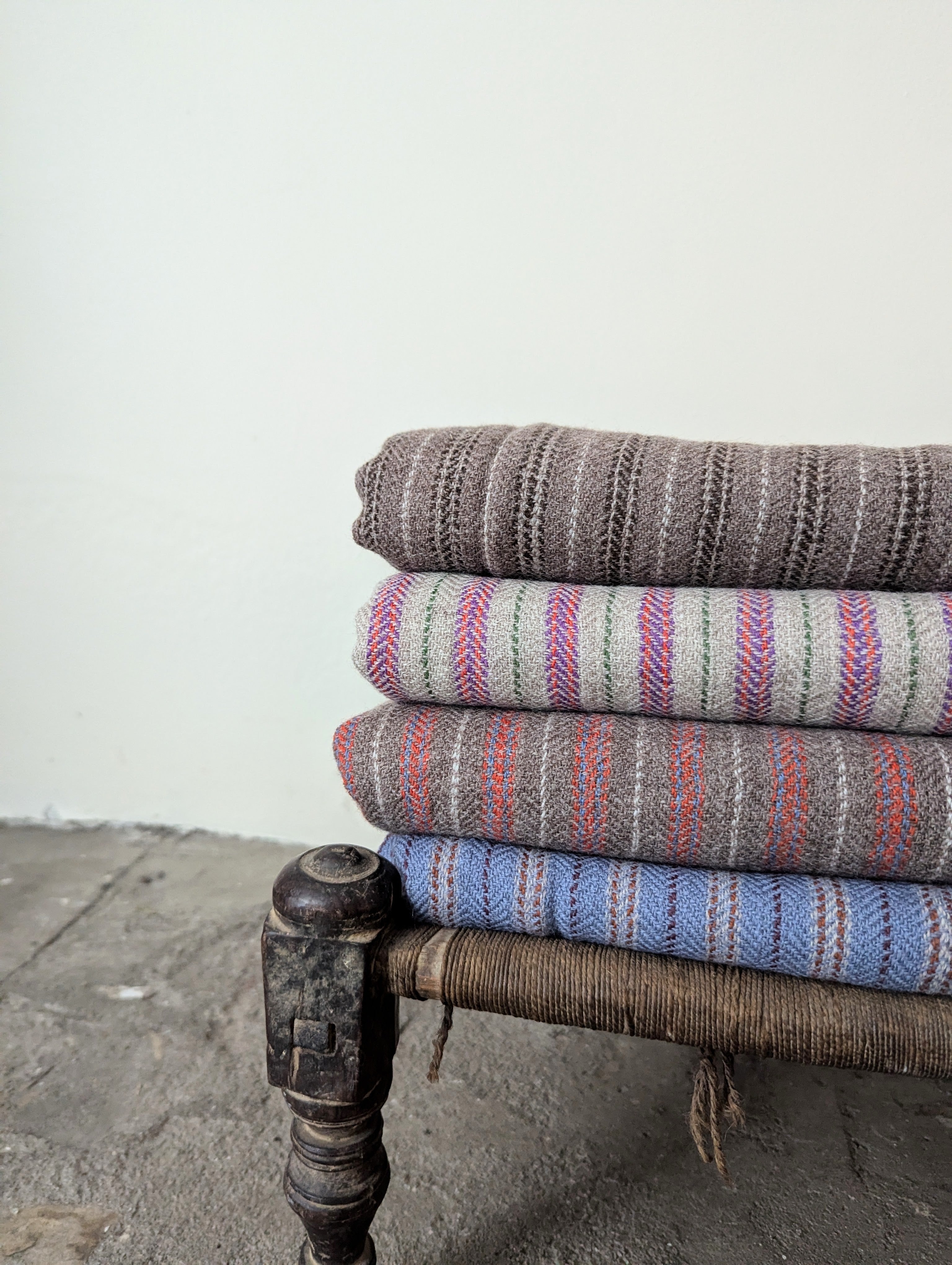 Wool Throw - Cloud Blue Stripe