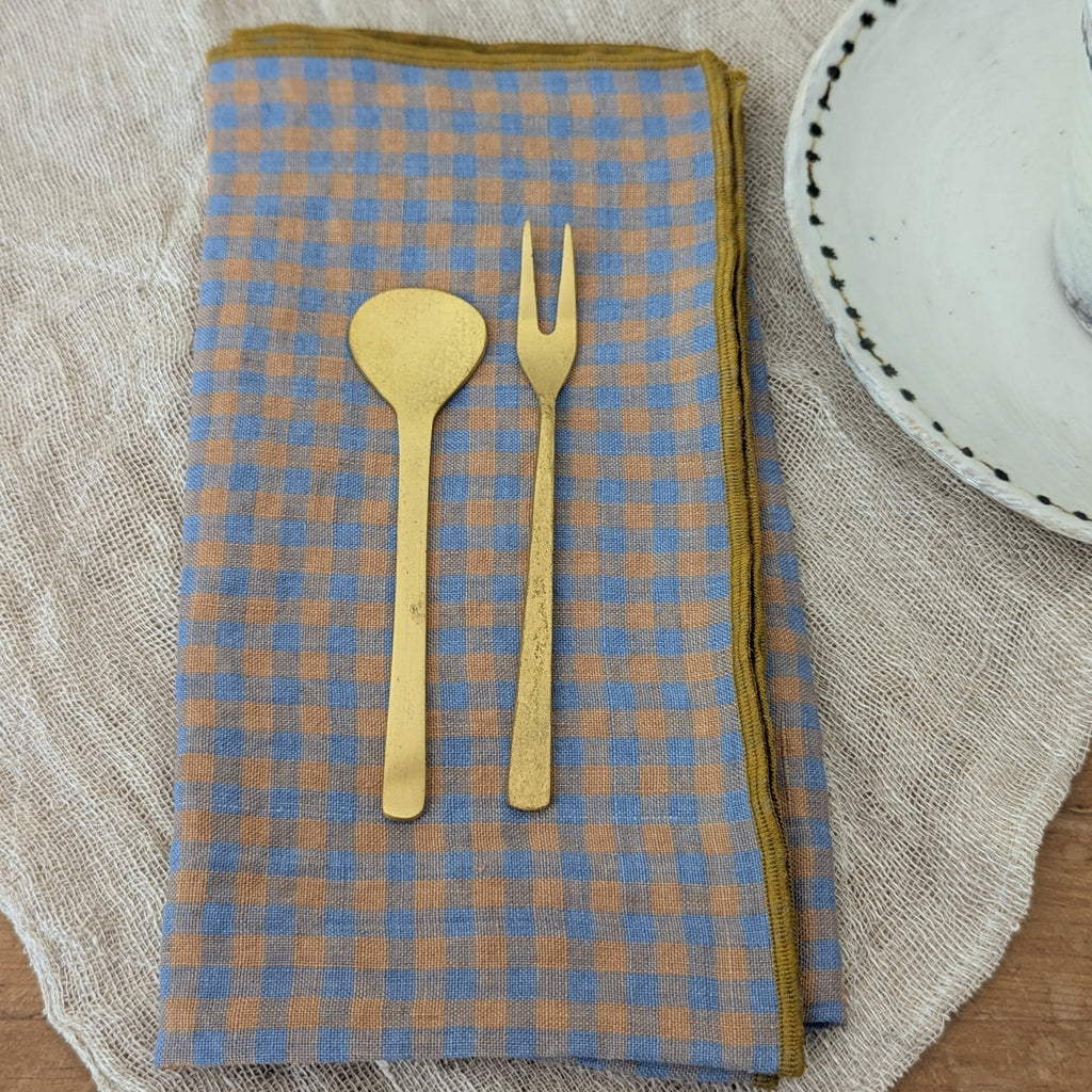 Linen Napkins - Sets of 4 - Blues, Golds, Browns