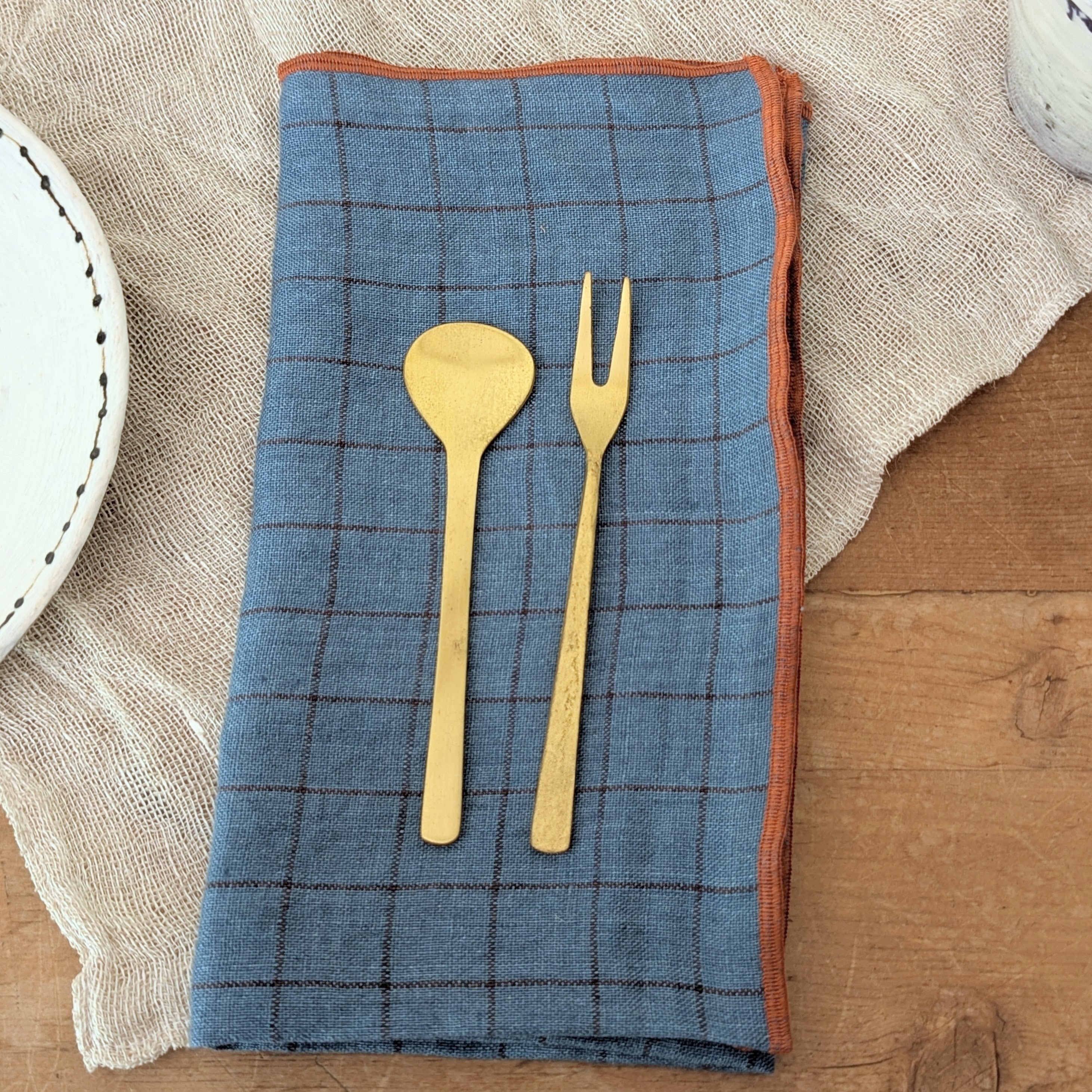 Linen Napkins - Sets of 4 - Blues, Golds, Browns