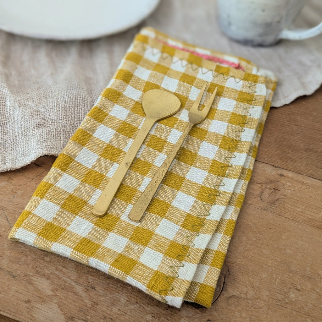 Linen Napkins - Sets of 4 - Blues, Golds, Browns