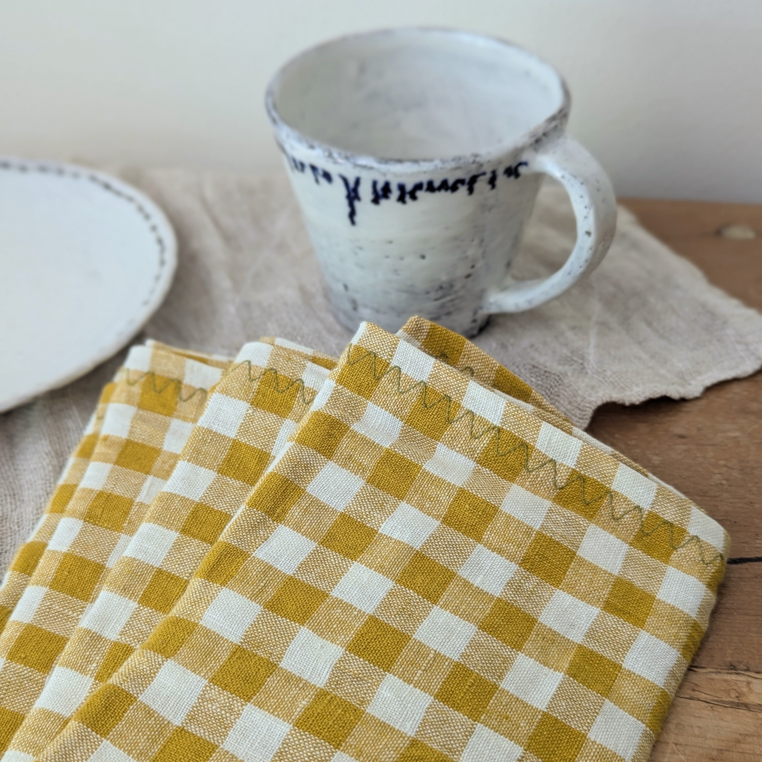 Linen Napkins - Sets of 4 - Blues, Golds, Browns