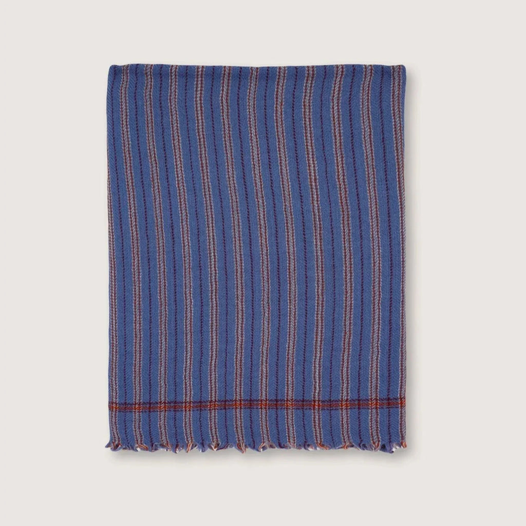 Wool Throw - Cloud Blue Stripe